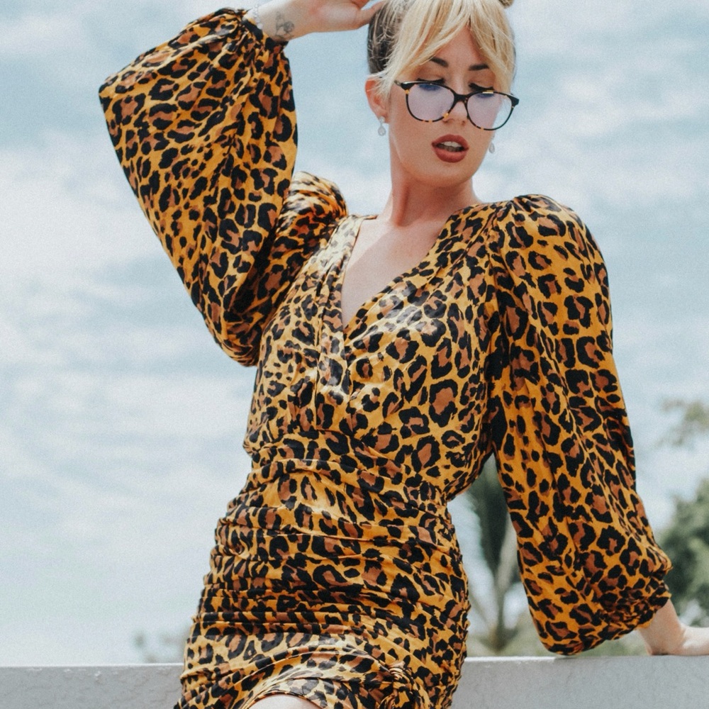 Ronny Kobo Giorgia leopard silk dress